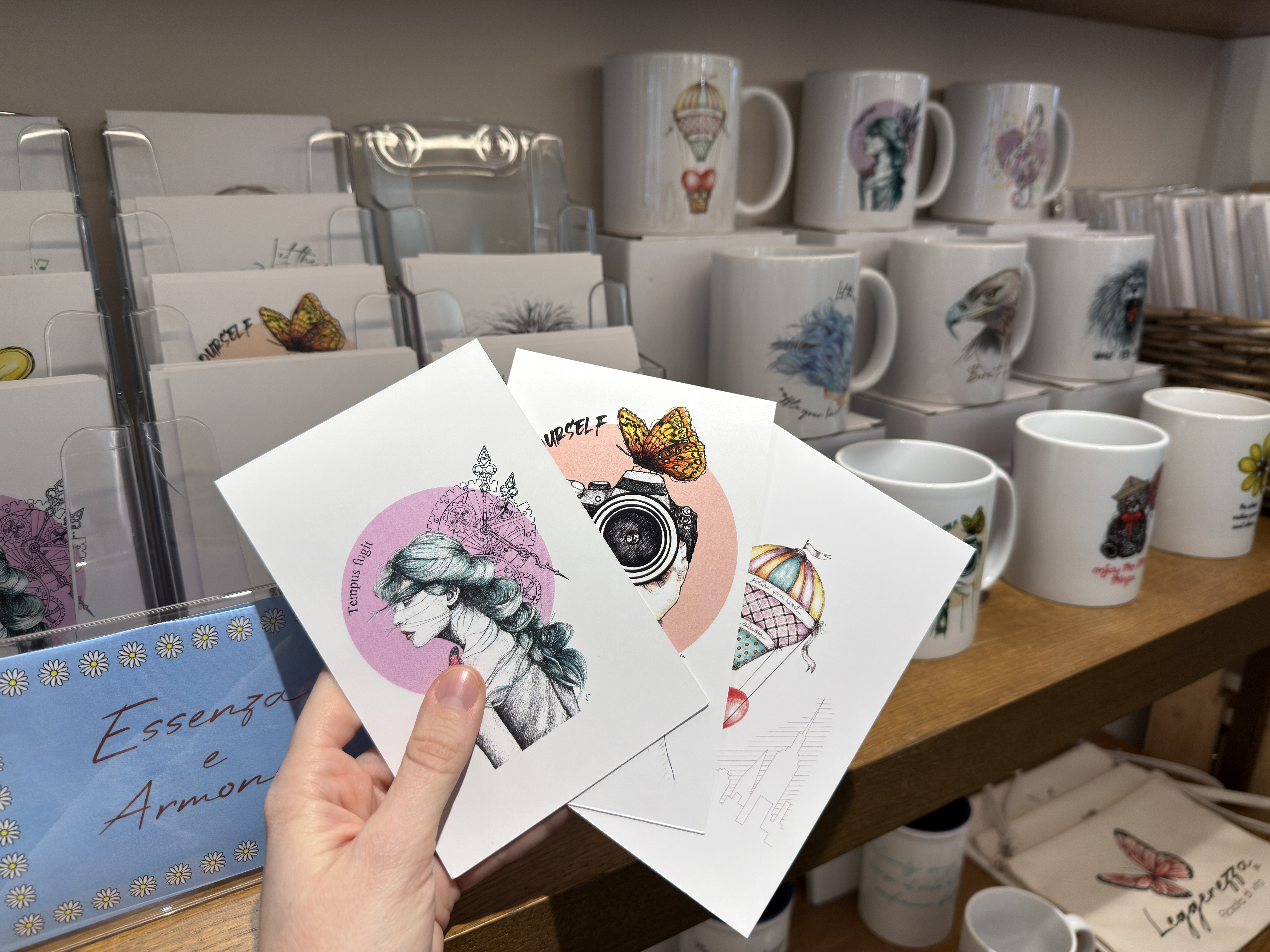 Cartoline illustrate artigianali