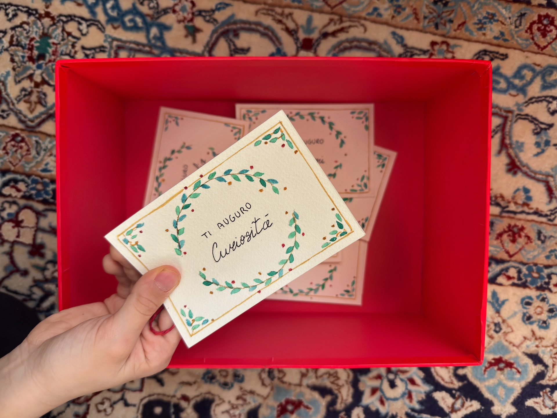 Targhette di Natale dipinte a mano con scritte di buon auspicio da pescare