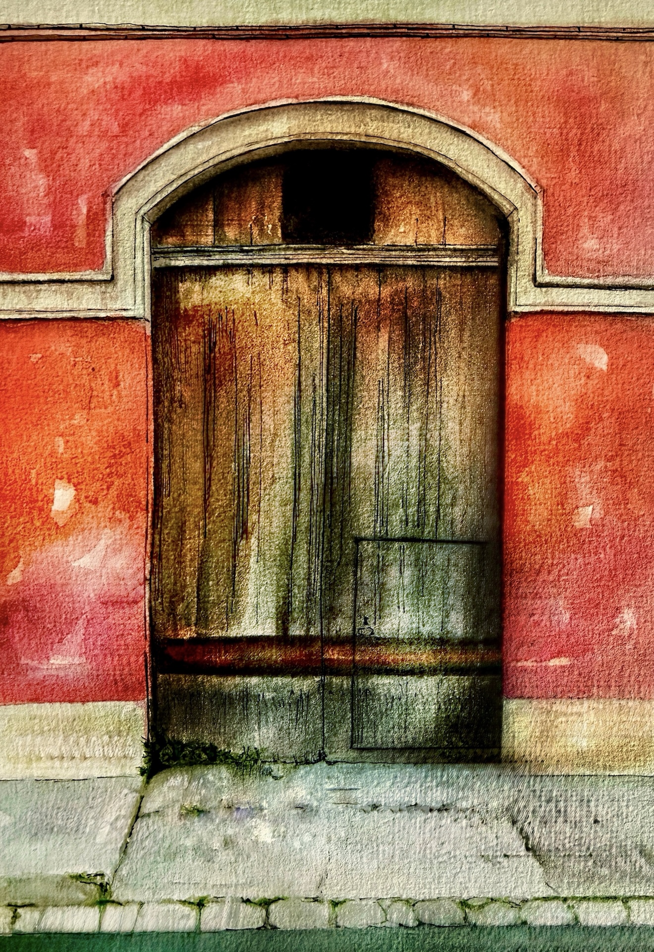 Antico portone salentino ad acquerello