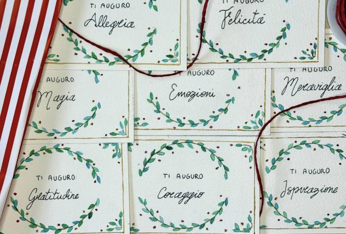 Etichette natalizie dipinte a mano