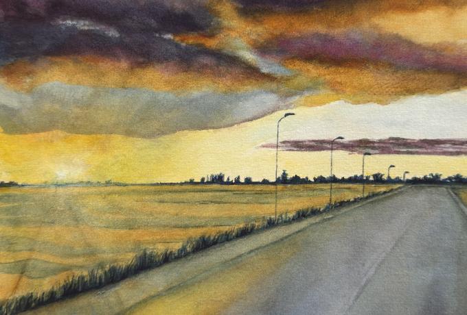 Strada e compagnia salentina ad acquerello