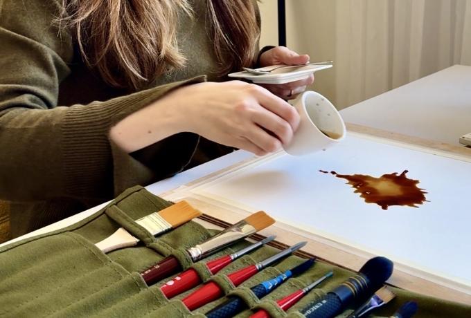 Spilled coffee art. Sketching.