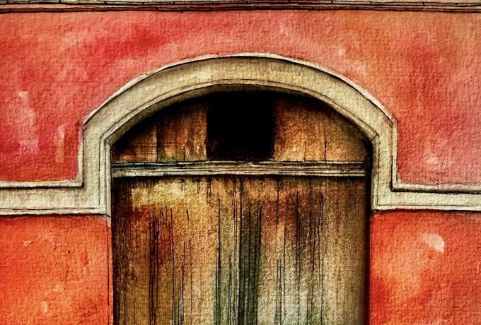 Antico portone salentino ad acquerello